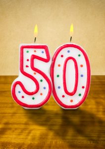 Burning birthday candles number 50