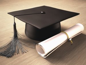 graduation cap and diploma