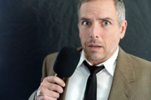 man having anxiety when speaking